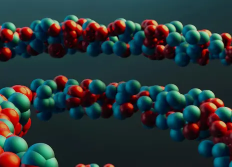 Abstract image of atoms in a structure