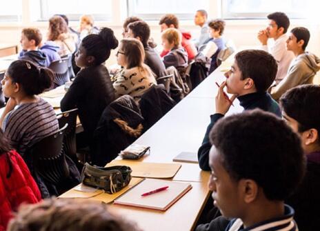 Students sitting in classroom 