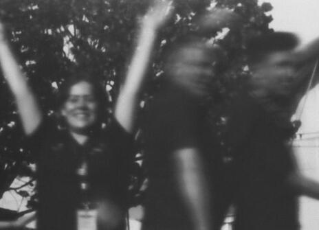 The LYSC team posing for a pinhole camera photo at Butlins.
