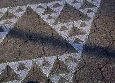 Sierpiński's triangle drawn on the ground with chalk