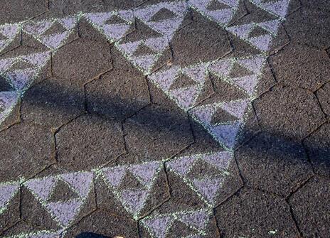 Sierpiński's triangle drawn on the ground with chalk