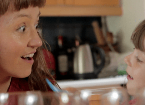  
Marieke and Tilly (5) from Manchester make music with wine glasses